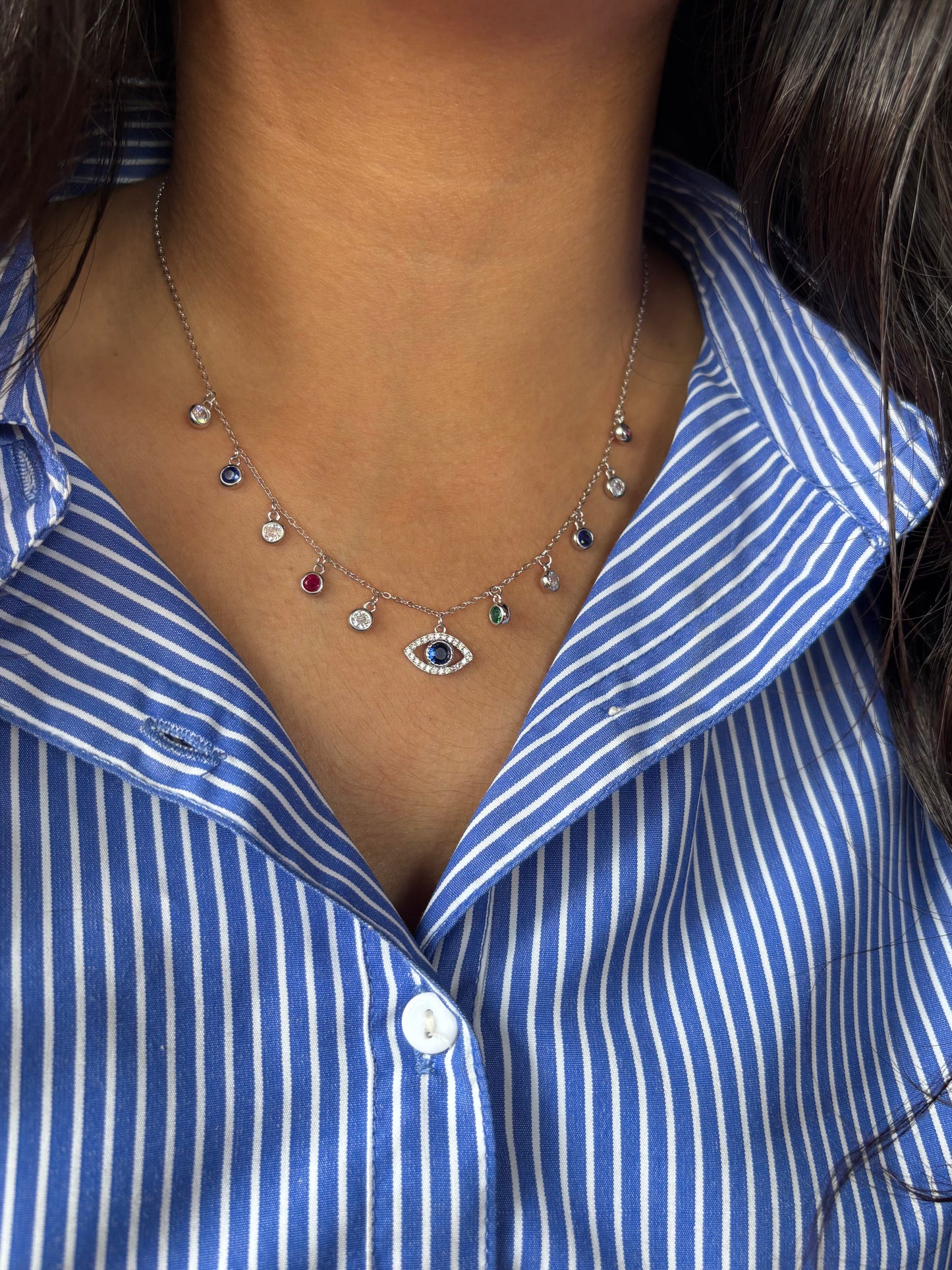 Guardian Glow Necklace - 925 Sterling Silver Evil Eye Necklace