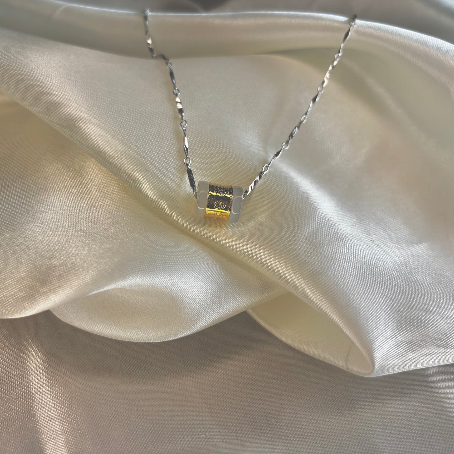 Lustre Harmony Necklace | Sterling Silver Two-Tone Pendant for Women