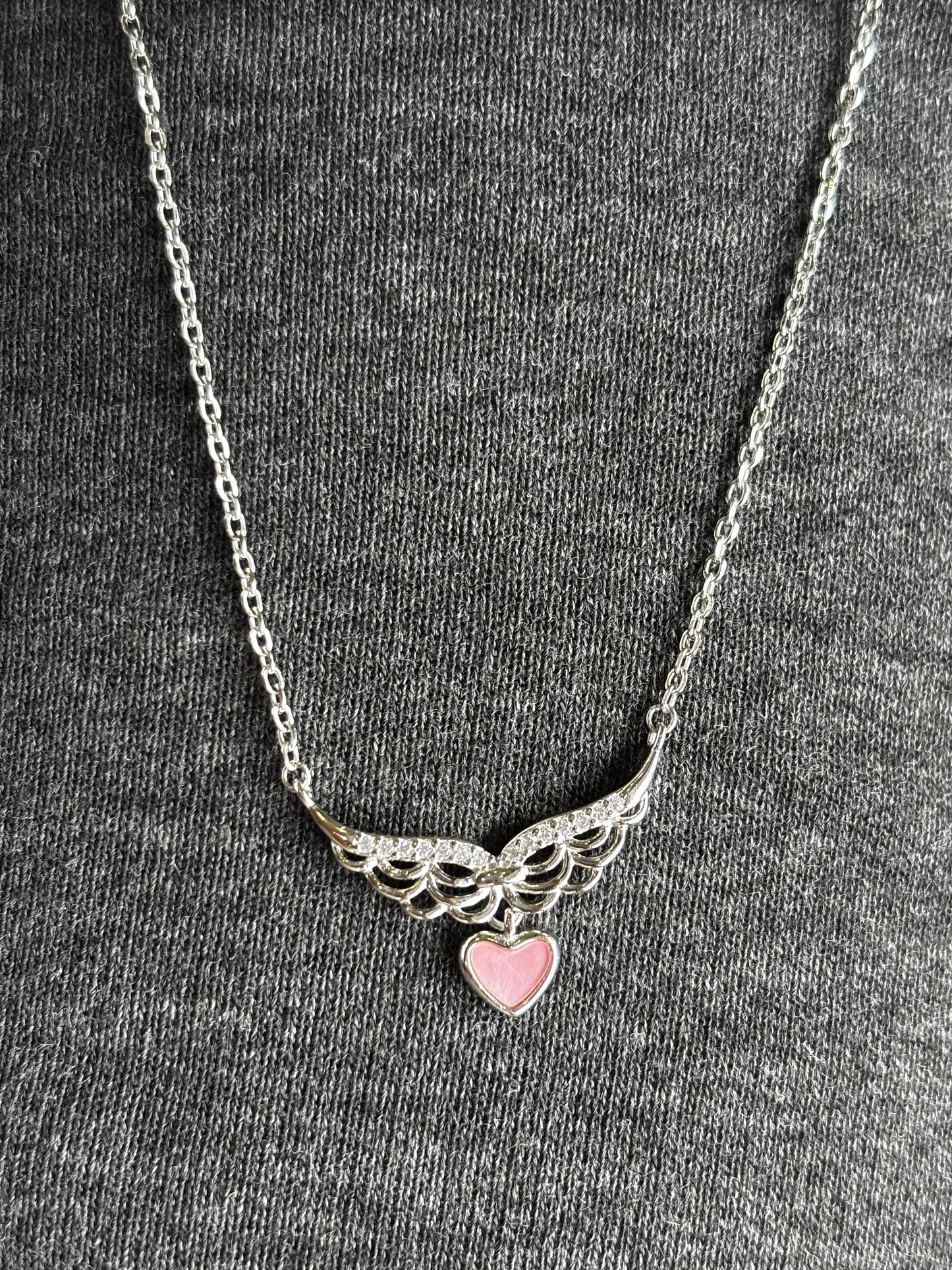 Feathered Love Necklace | 925 Sterling Silver Angel Wing Heart Necklace