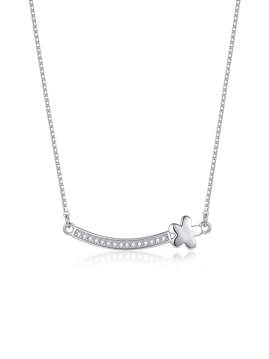 Eternal Curve Necklace – Elegant Heart & CZ Minimalist Necklace