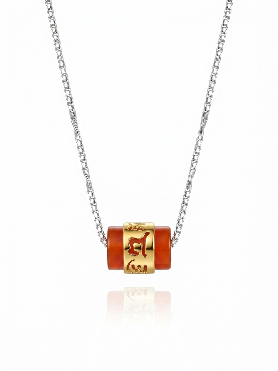 Harmony Bead Necklace – Elegant Silver & Crimson Charm Necklace