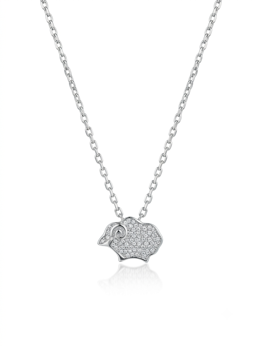 Woolly Charm Necklace | 925 Sterling Silver Sheep Necklace