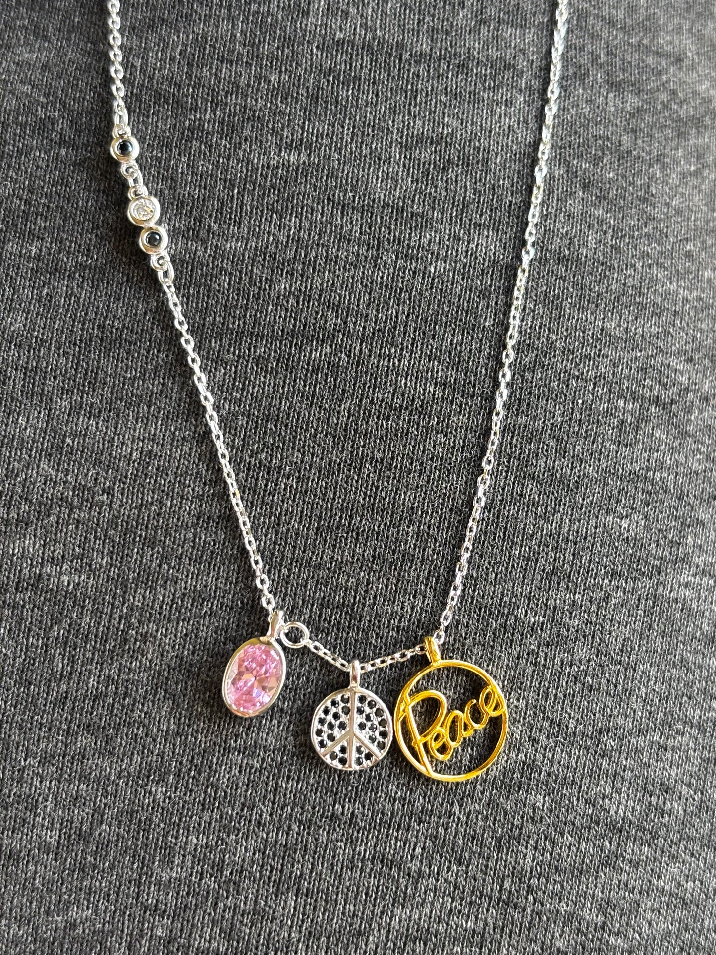Peace & Grace Necklace - 925 Sterling Silver Charm Necklace with Peace