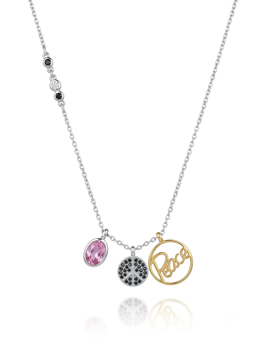 Peace & Grace Necklace - 925 Sterling Silver Charm Necklace with Peace