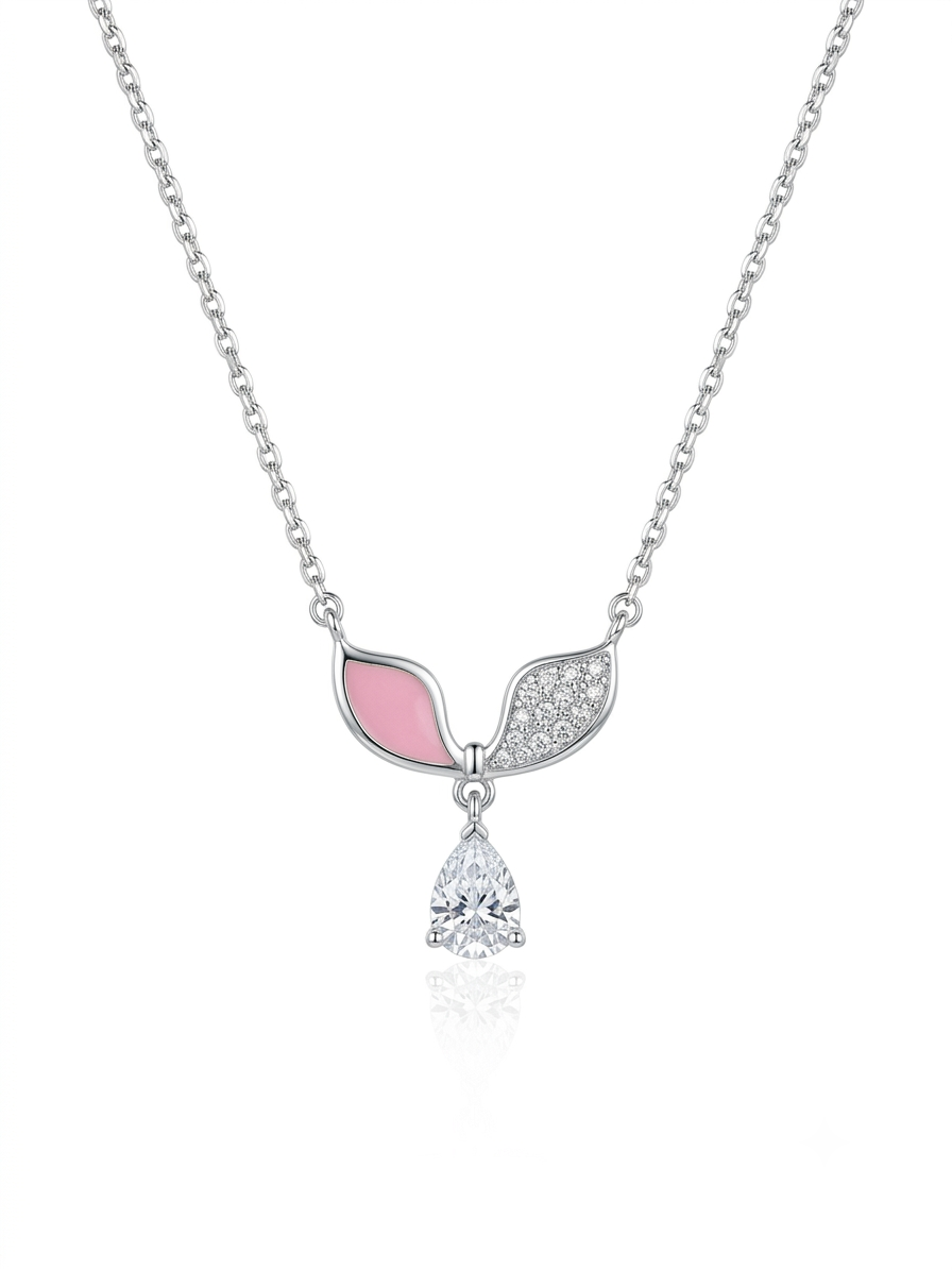 Pink Gleam Necklace | 925 Sterling Silver Pendant Necklace for Women