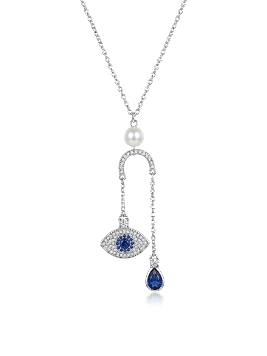 Elysian Eye Necklace - Sterling Silver Evil Eye Pendant