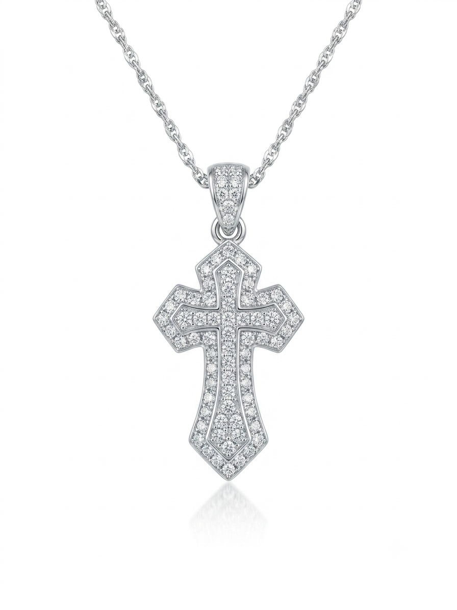 Luminous Cross Necklace | Elegant Silver Cross Pendant for Women