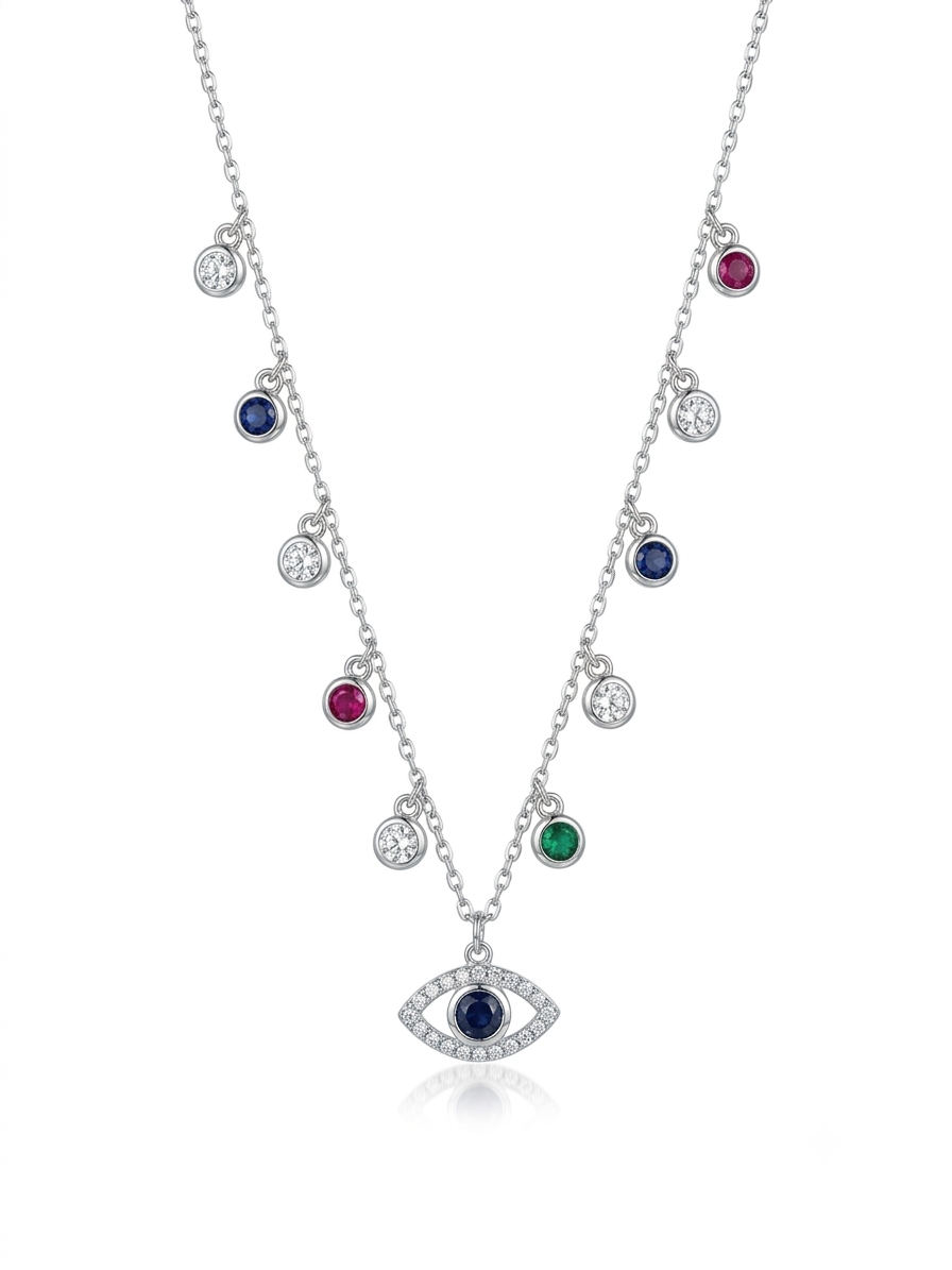 Guardian Glow Necklace - 925 Sterling Silver Evil Eye Necklace