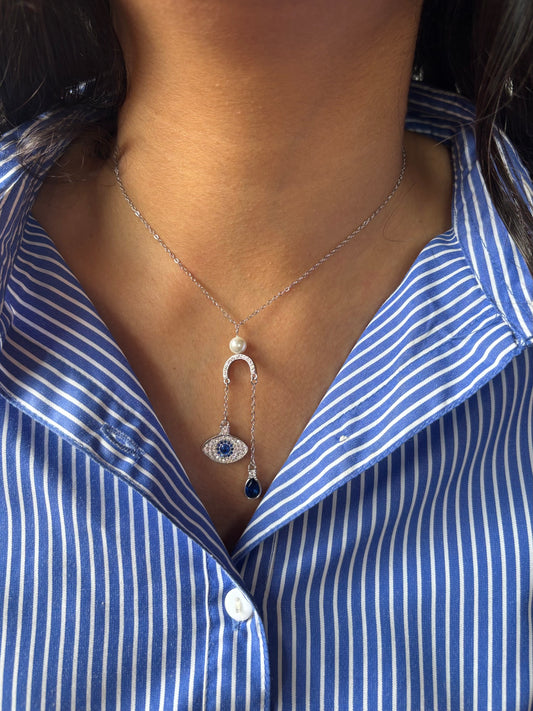Elysian Eye Necklace - Sterling Silver Evil Eye Pendant
