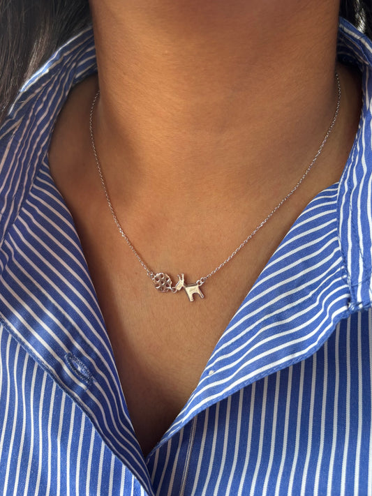 Pet Love Necklace | Sterling Silver Dog & Paw Print Necklace for Pet Lovers