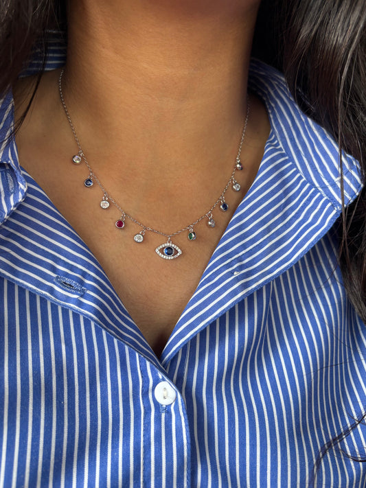 Guardian Glow Necklace - 925 Sterling Silver Evil Eye Necklace