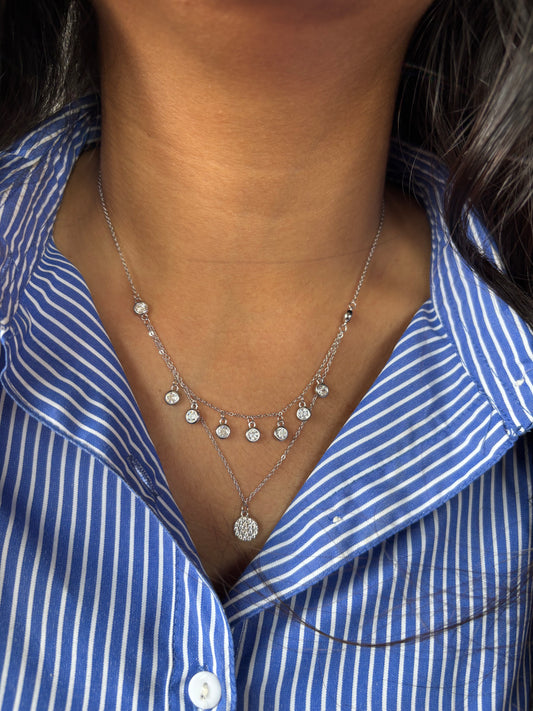 Moonlit Drizzle Necklace - 925 Sterling Silver Layered Necklace
