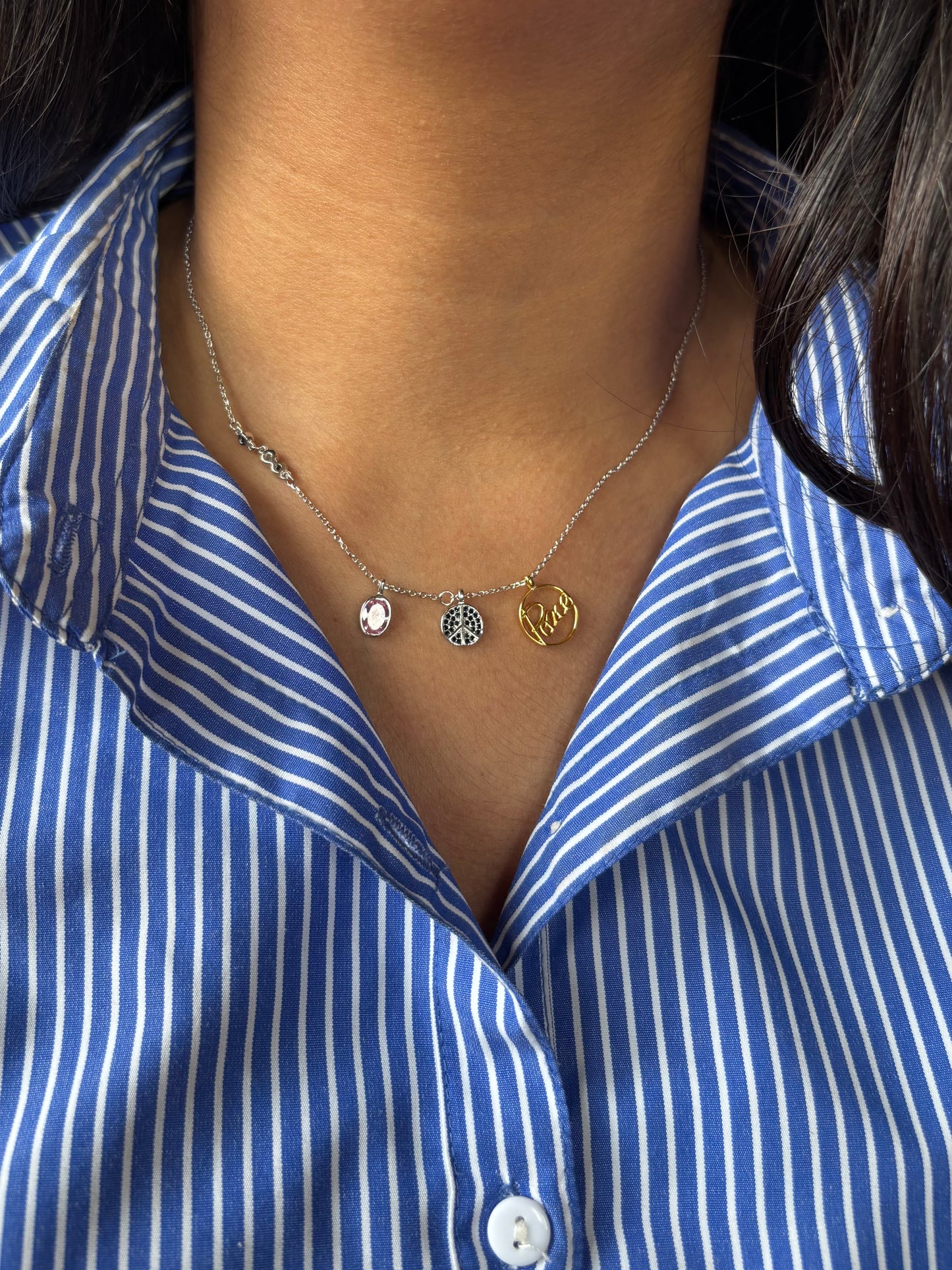 Peace & Grace Necklace - 925 Sterling Silver Charm Necklace with Peace