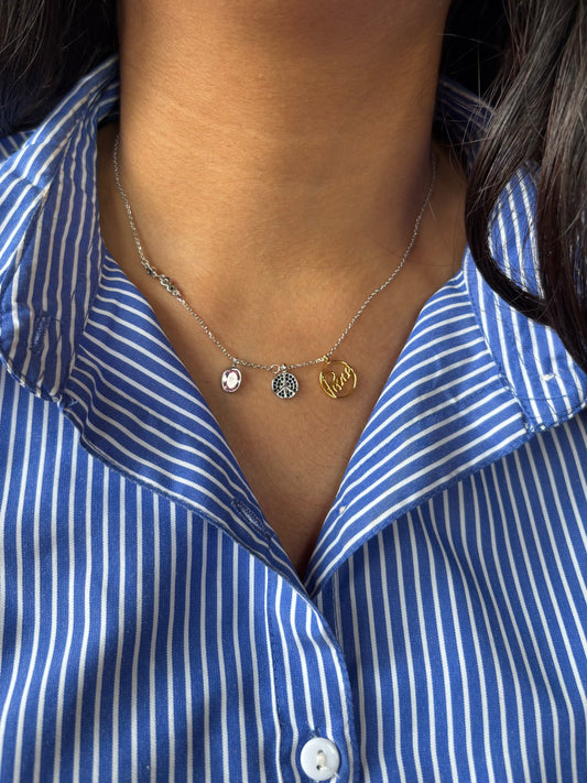 Peace & Grace Necklace - 925 Sterling Silver Charm Necklace with Peace