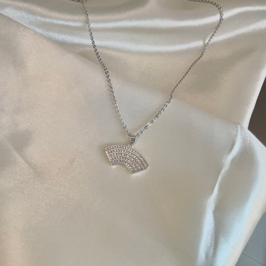 Silver Horizon Necklace – Elegant CZ Arc Pendant Necklace