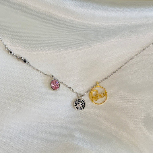 Peace & Grace Necklace - 925 Sterling Silver Charm Necklace with Peace